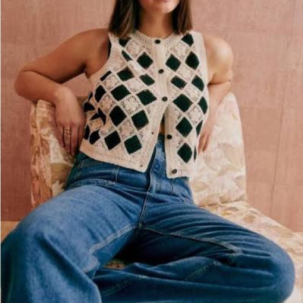 Ron Top Black Ecru Sezane - Picture 4 of 5